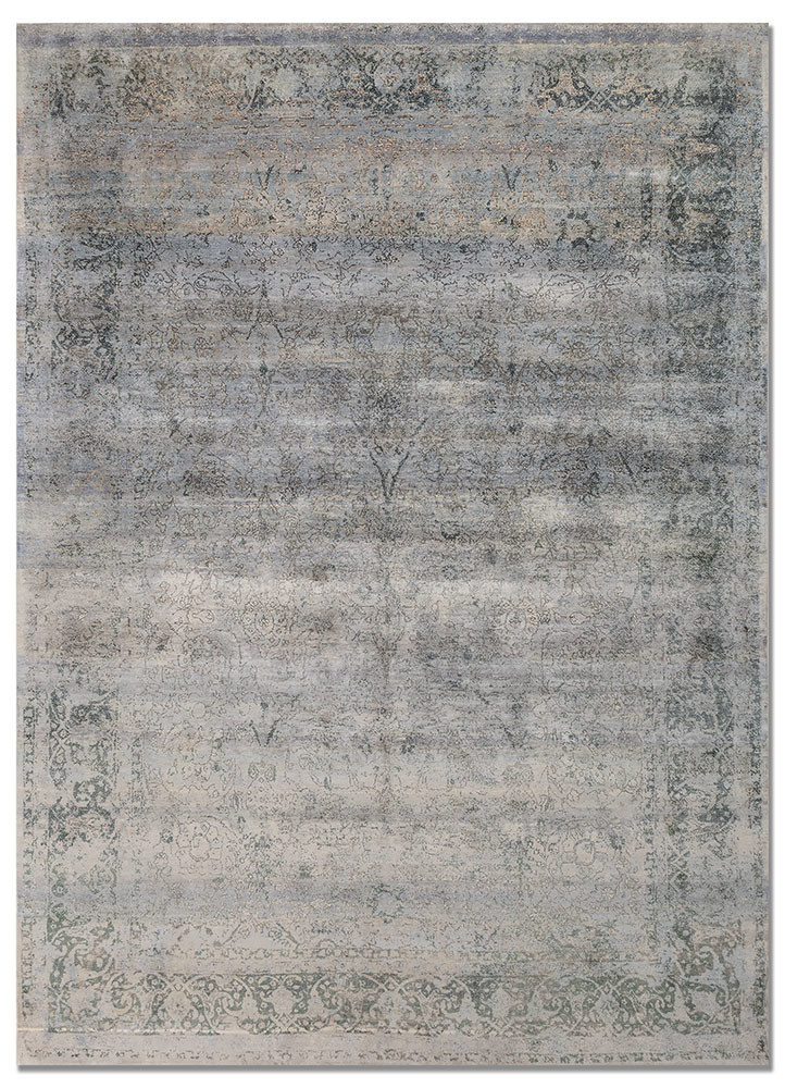 aprezo ivory silk hand knotted Rug - HeadShot