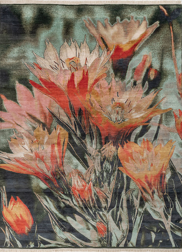 aprezo ivory silk hand knotted Rug - HeadShot