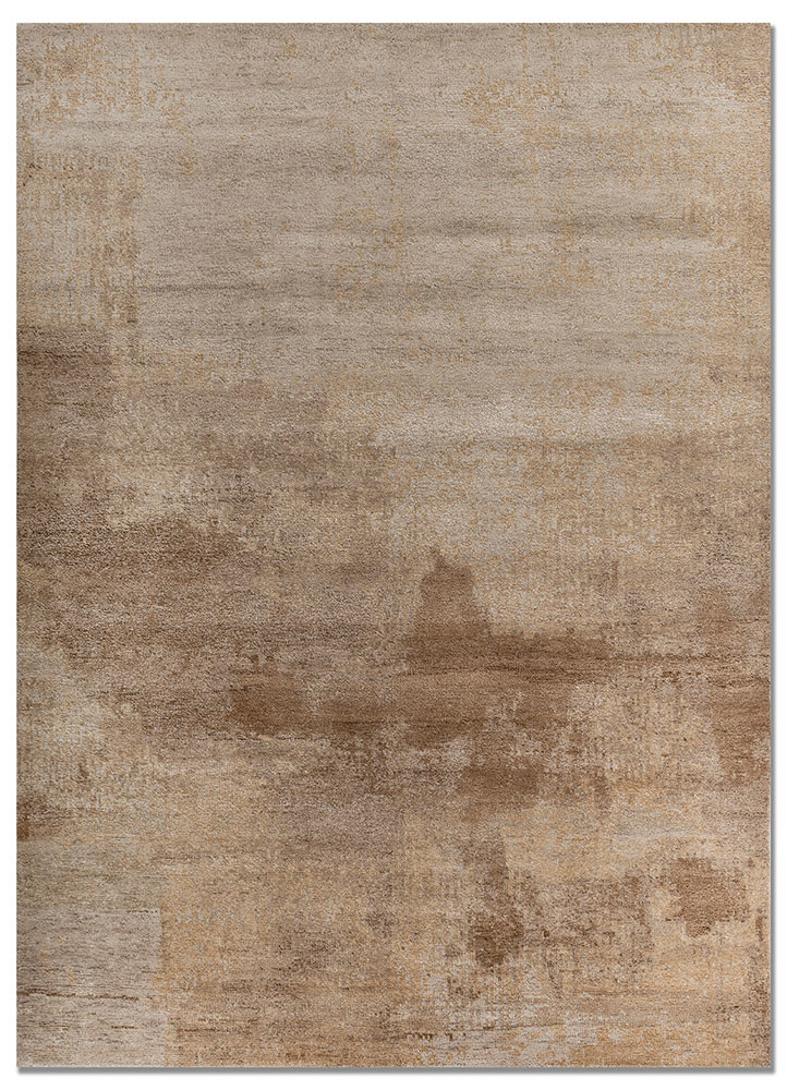 entropy beige and brown wool and bamboo silk hand knotted Rug - HeadShot entropy beige and brown wool and bamboo silk hand knotted Rug - HeadShot