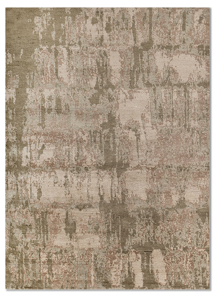 uvenuti green wool and bamboo silk hand knotted Rug - HeadShot