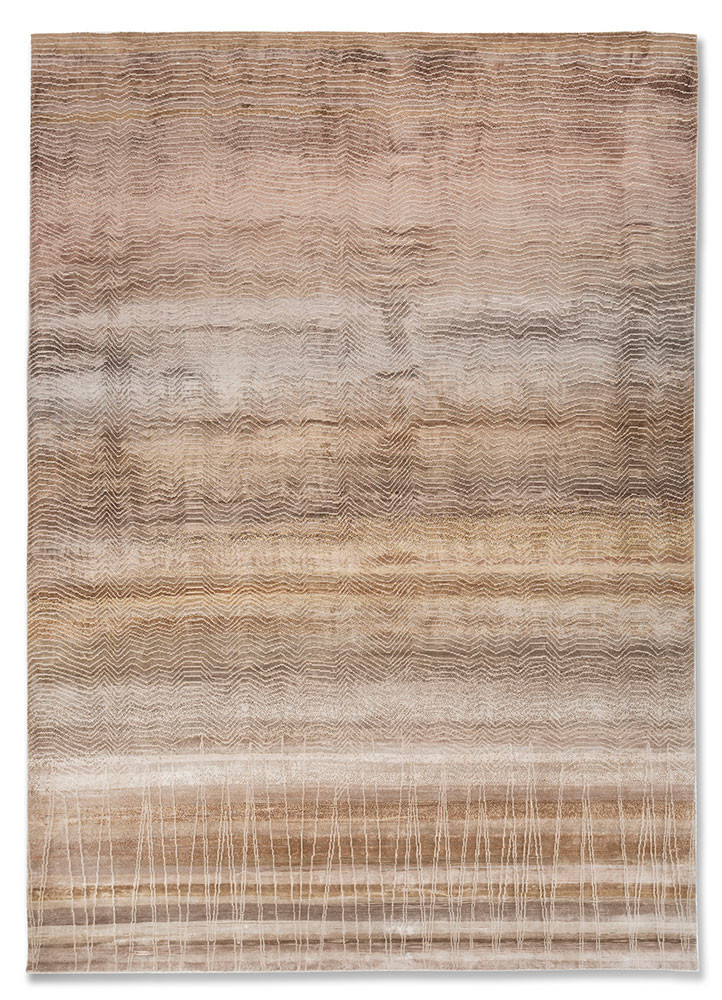 zuri ivory wool and bamboo silk hand knotted Rug - HeadShot