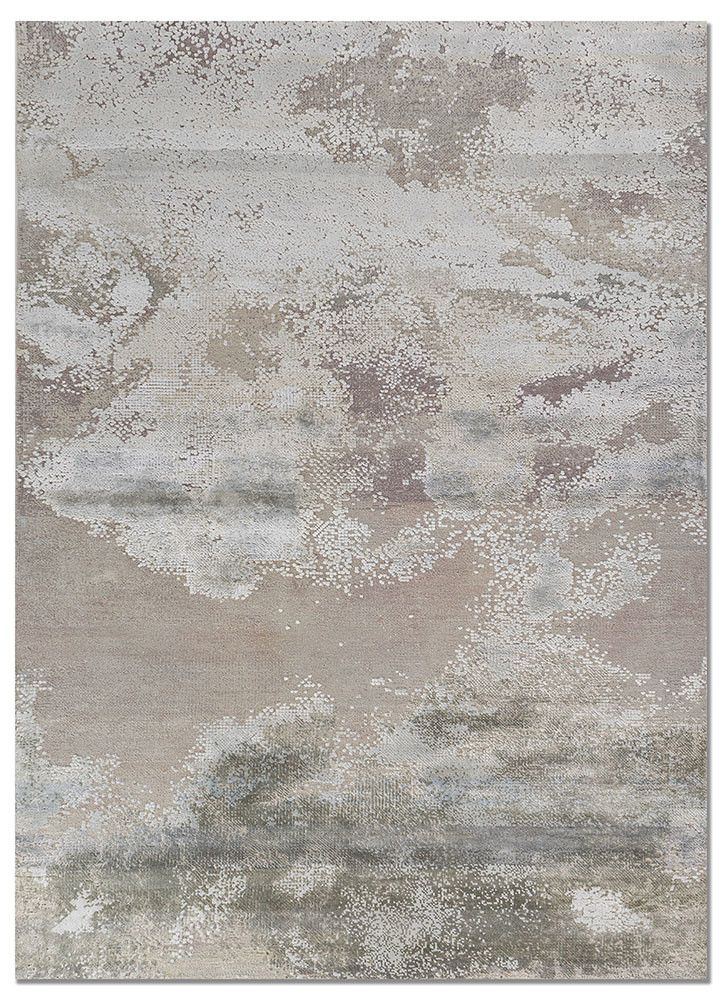 blue blue wool and bamboo silk hand knotted Rug