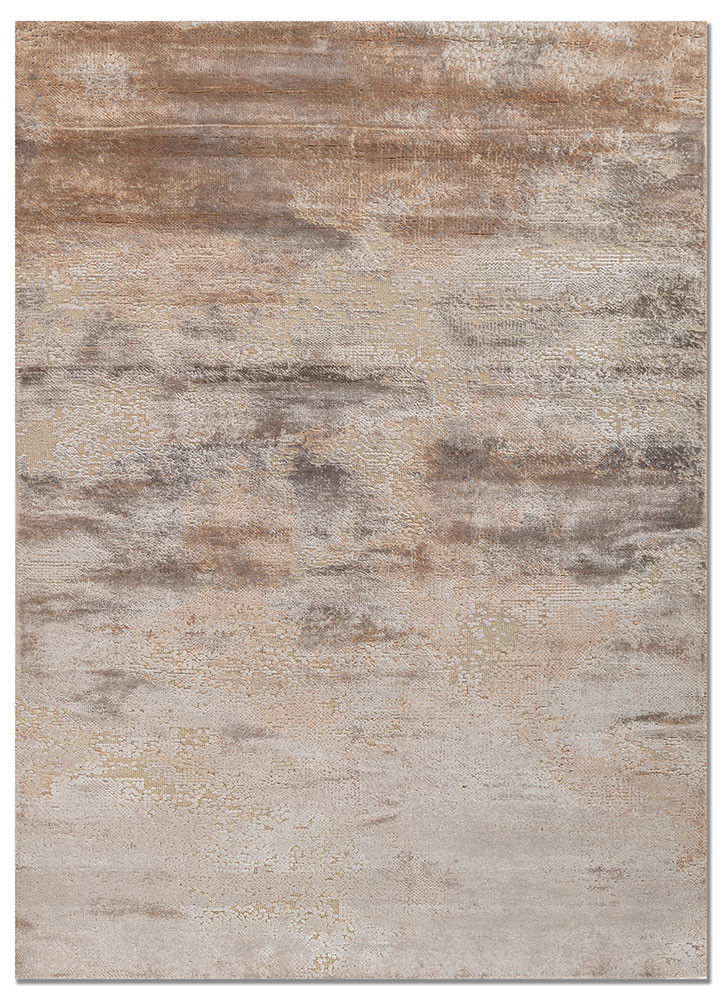 ivory ivory wool and bamboo silk hand knotted Rug