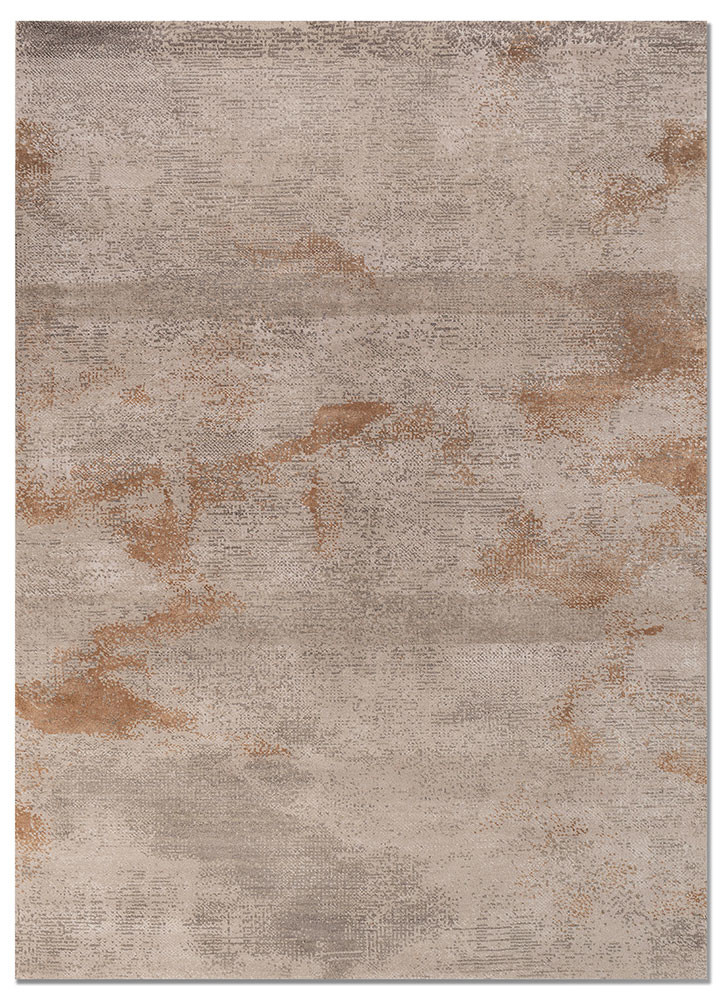  ivory wool and bamboo silk hand knotted Rug