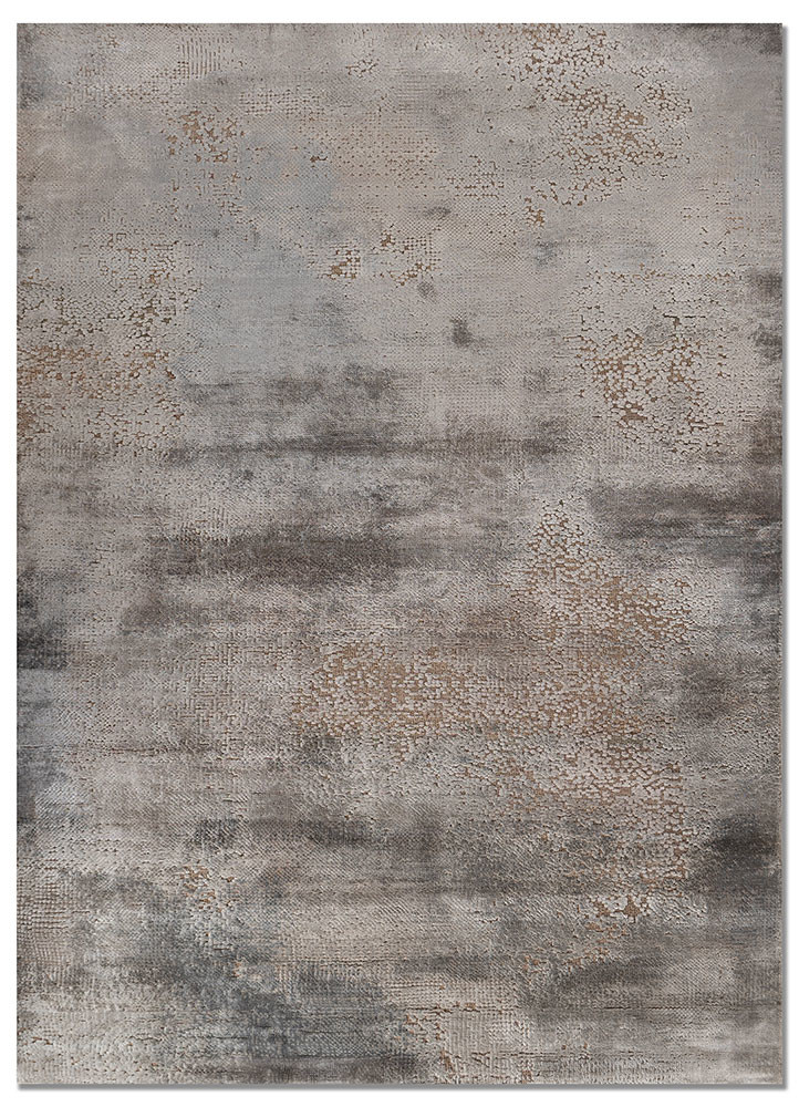 uvenuti grey and black wool and bamboo silk hand knotted Rug - HeadShot uvenuti grey and black wool and bamboo silk hand knotted Rug - HeadShot