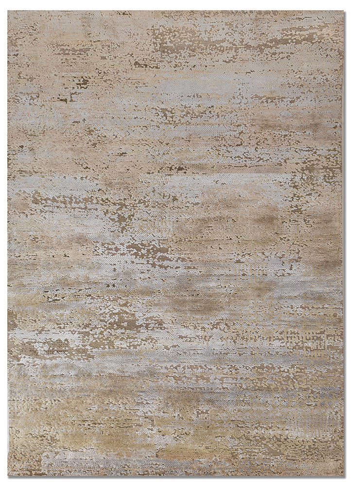 entropy ivory wool and bamboo silk hand knotted Rug - HeadShot