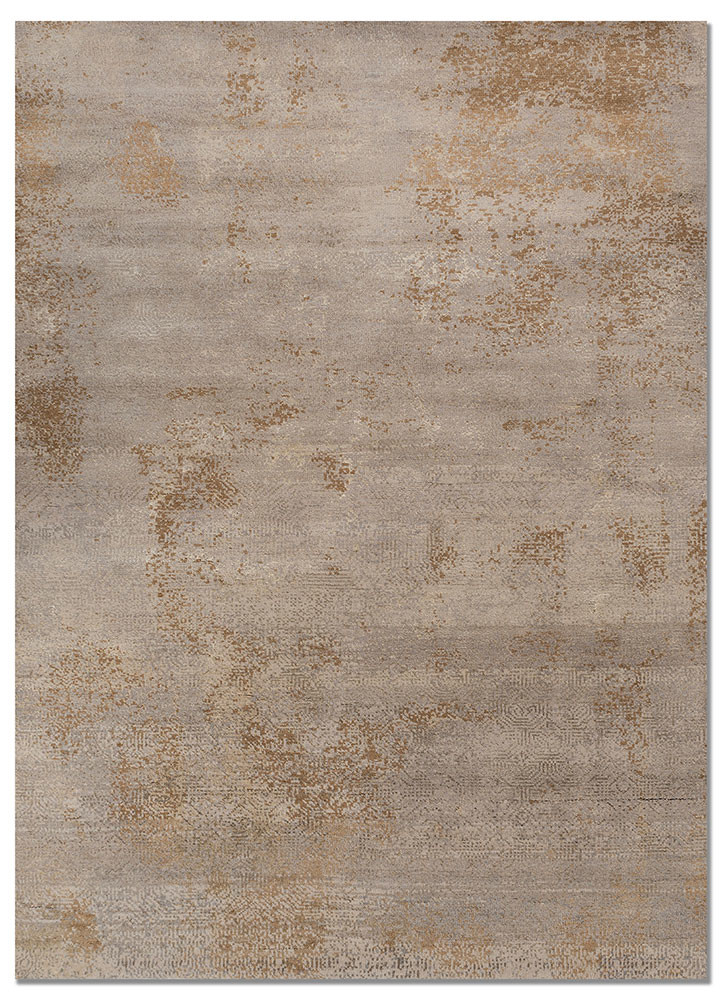 entropy ivory wool and bamboo silk hand knotted Rug - HeadShot