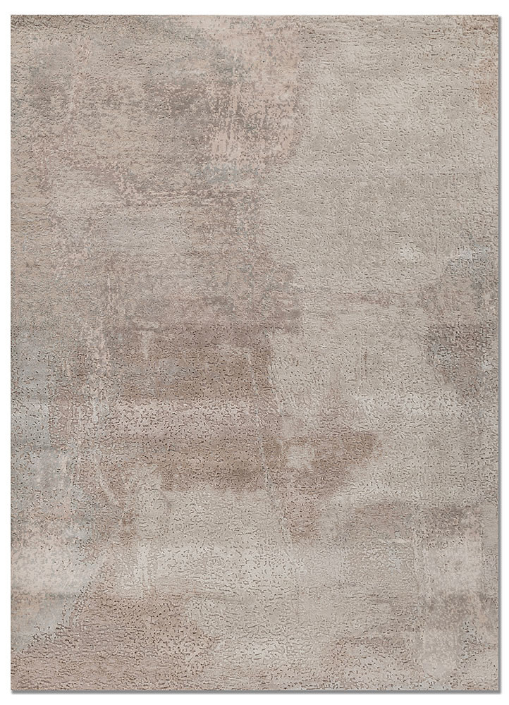 aprezo ivory wool and bamboo silk hand knotted Rug - HeadShot