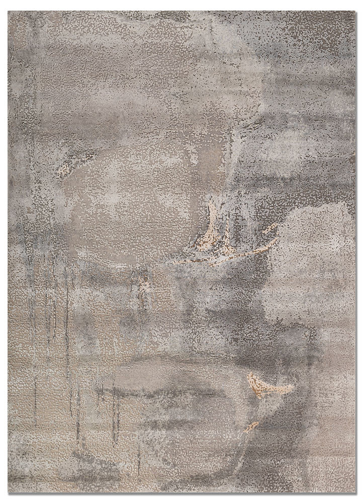 aprezo grey and black wool and bamboo silk hand knotted Rug - HeadShot aprezo grey and black wool and bamboo silk hand knotted Rug - HeadShot
