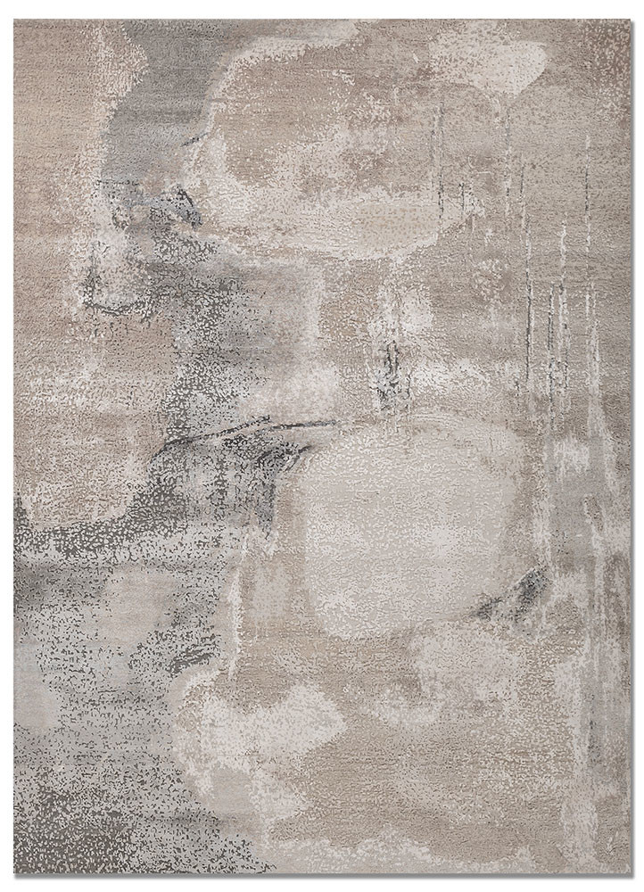aprezo ivory wool and bamboo silk hand knotted Rug - HeadShot