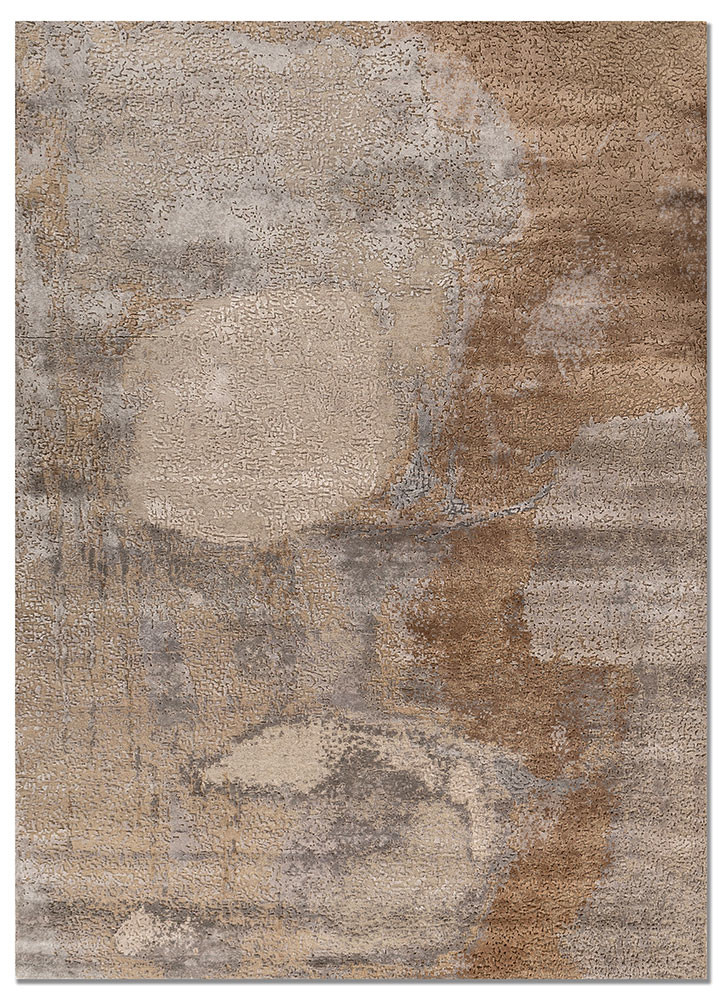 blue blue wool and bamboo silk hand knotted Rug