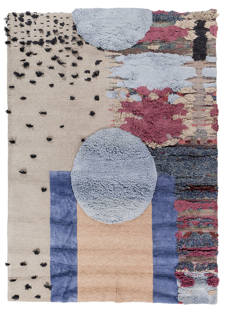 aprezo ivory wool and bamboo silk hand knotted Rug - HeadShot