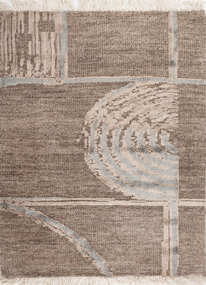 aprezo beige and brown wool and bamboo silk hand knotted Rug - HeadShot aprezo beige and brown wool and bamboo silk hand knotted Rug - HeadShot