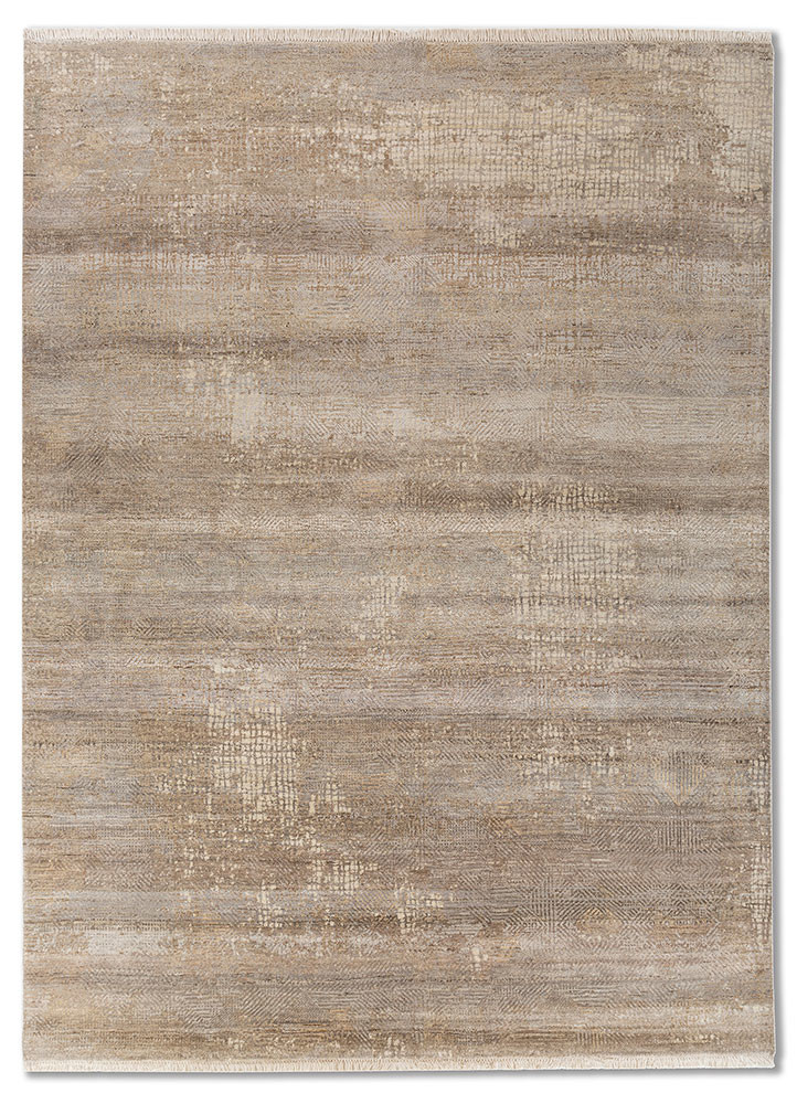 entropy beige and brown wool and bamboo silk hand knotted Rug - HeadShot entropy beige and brown wool and bamboo silk hand knotted Rug - HeadShot