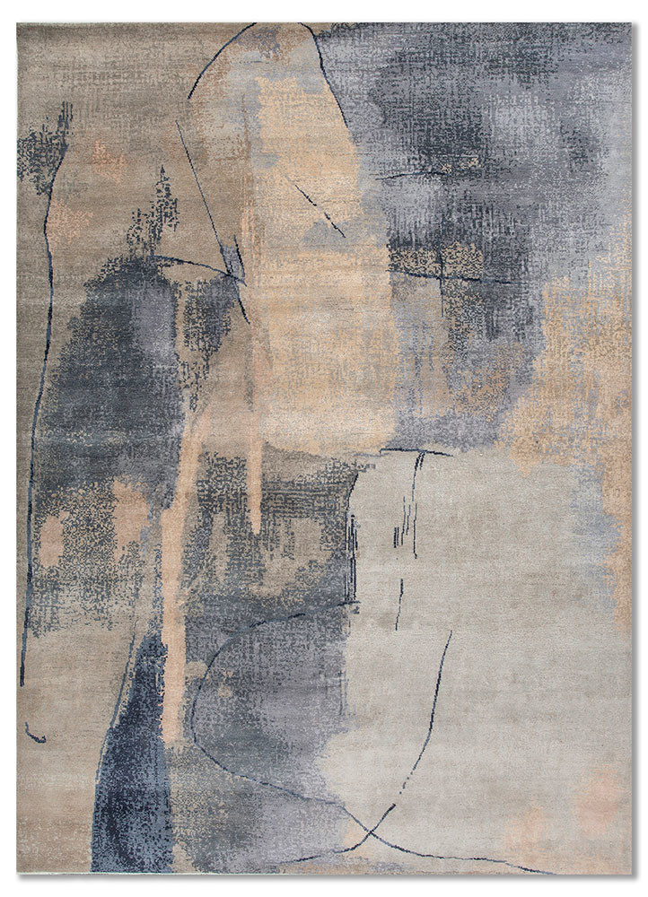 aprezo blue wool and bamboo silk hand knotted Rug - HeadShot aprezo blue wool and bamboo silk hand knotted Rug - HeadShot