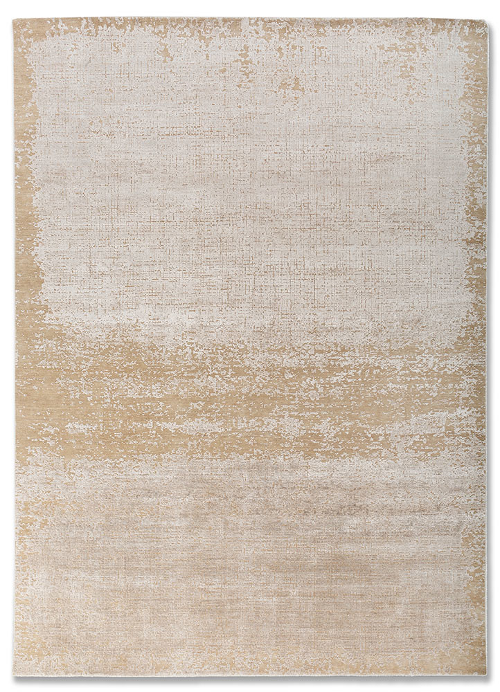 entropy ivory wool and bamboo silk hand knotted Rug - HeadShot