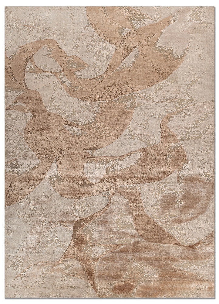 aprezo red and orange wool and bamboo silk hand knotted Rug - HeadShot