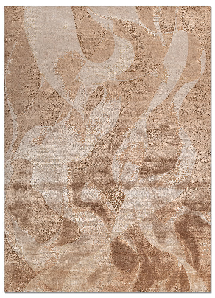 aprezo red and orange wool and bamboo silk hand knotted Rug - HeadShot