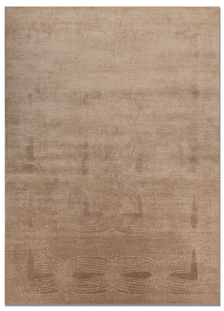 azalea beige and brown wool and bamboo silk hand knotted Rug - HeadShot azalea beige and brown wool and bamboo silk hand knotted Rug - HeadShot