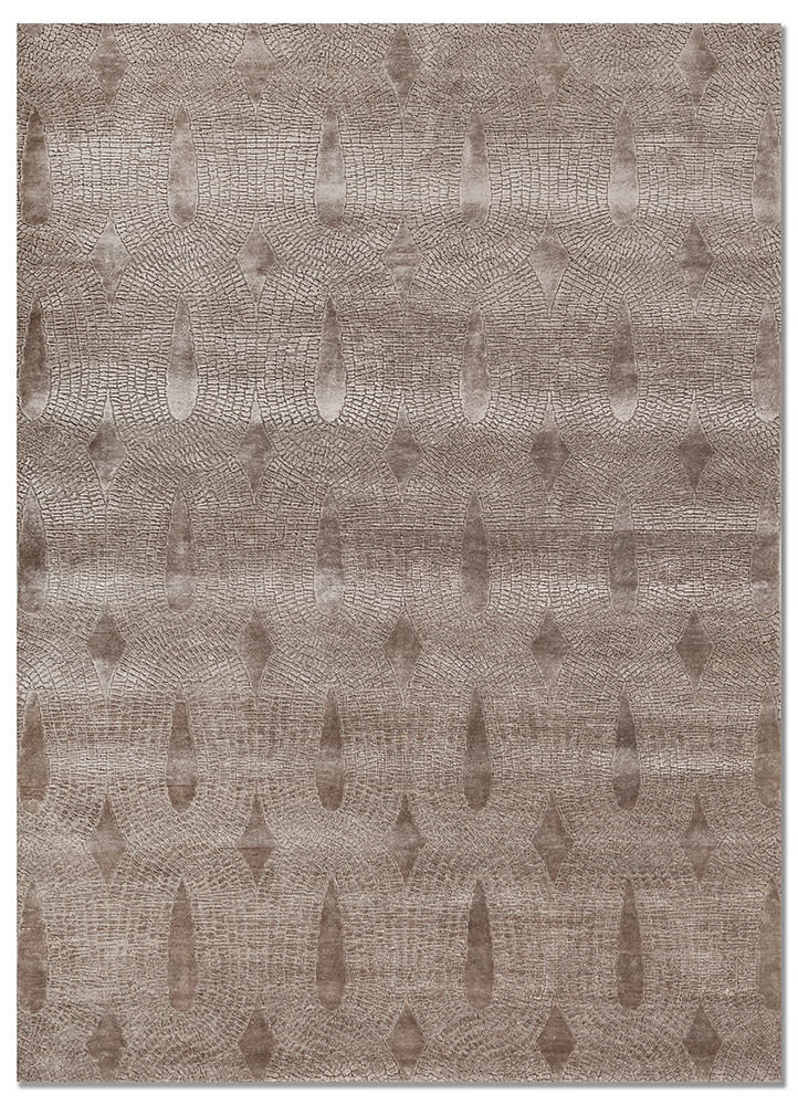 azalea grey and black wool and bamboo silk hand knotted Rug - HeadShot