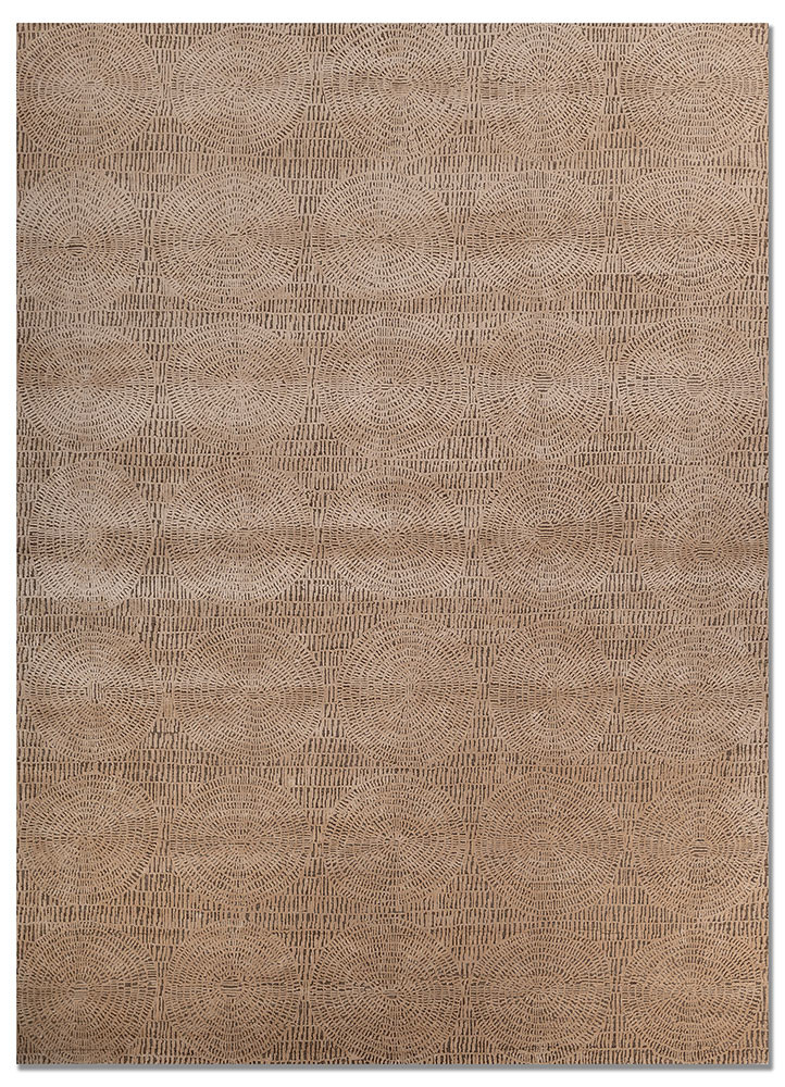 aprezo beige and brown wool and bamboo silk hand knotted Rug - HeadShot