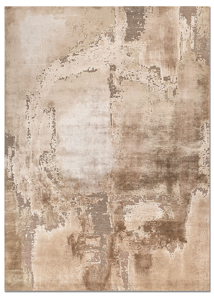 aprezo beige and brown wool and bamboo silk hand knotted Rug - HeadShot aprezo beige and brown wool and bamboo silk hand knotted Rug - HeadShot