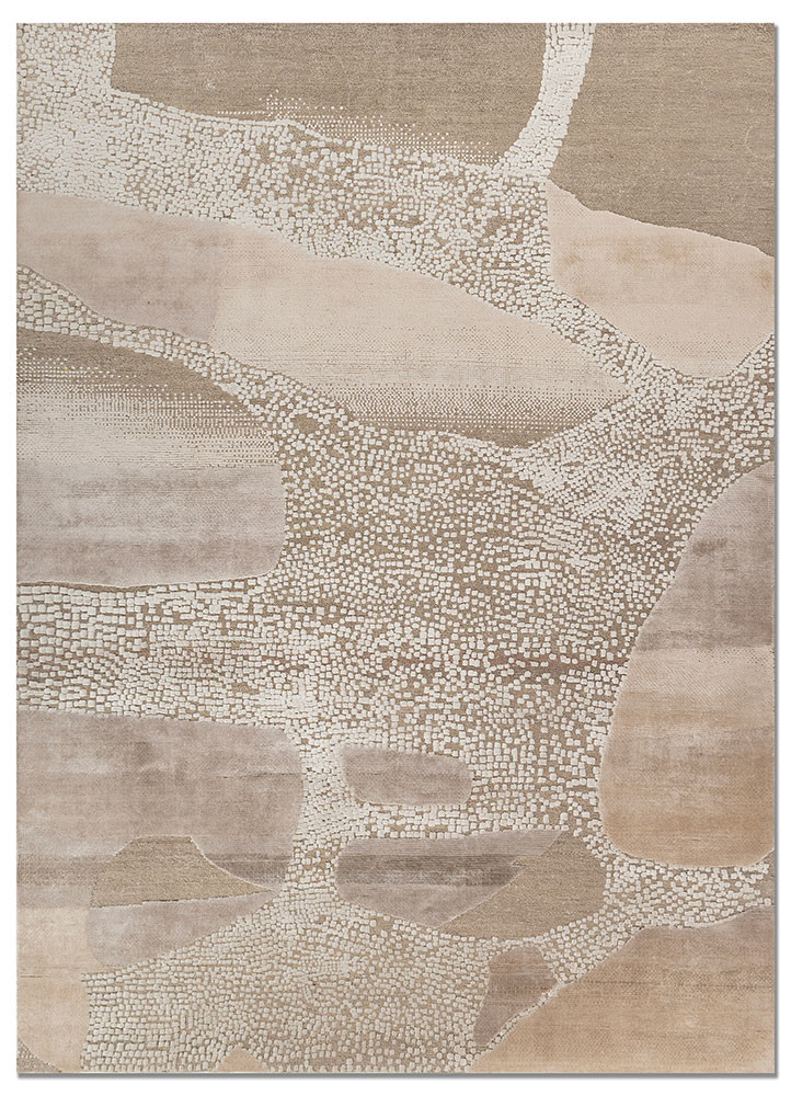 aprezo beige and brown wool and bamboo silk hand knotted Rug - HeadShot aprezo beige and brown wool and bamboo silk hand knotted Rug - HeadShot