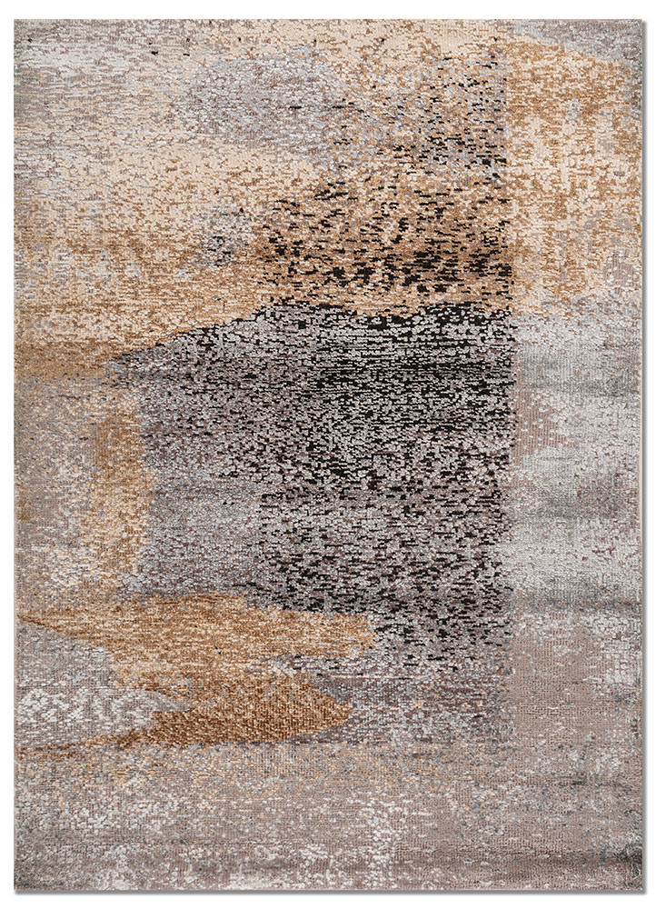 aprezo grey and black wool and bamboo silk hand knotted Rug - HeadShot