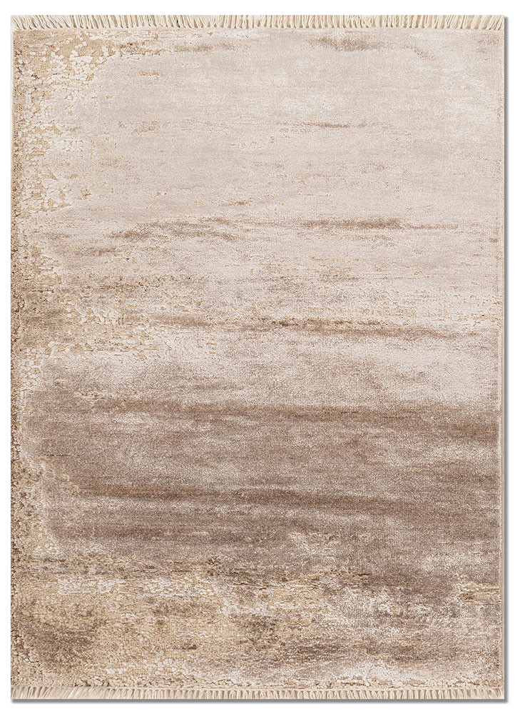 aprezo beige and brown wool and bamboo silk hand knotted Rug - HeadShot aprezo beige and brown wool and bamboo silk hand knotted Rug - HeadShot
