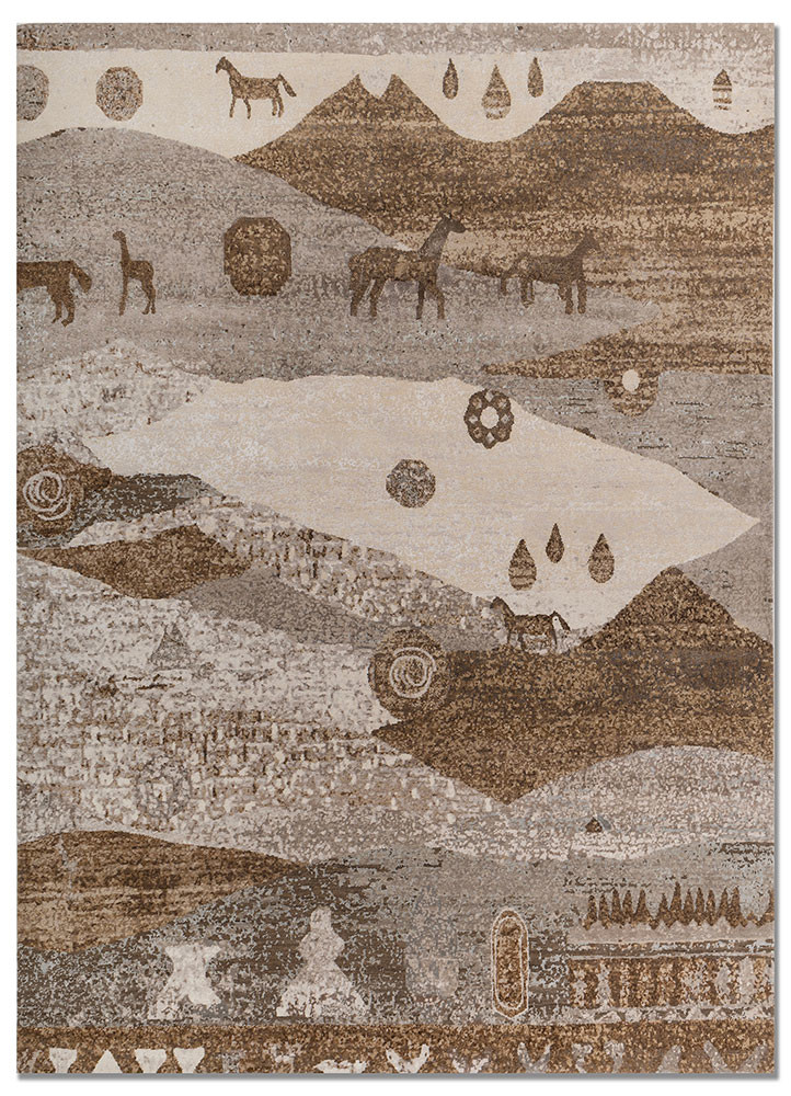 whispers of the desert ivory wool and bamboo silk hand knotted Rug - HeadShot