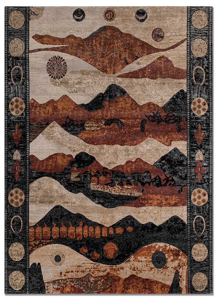 whispers of the desert beige and brown wool and bamboo silk hand knotted Rug - HeadShot