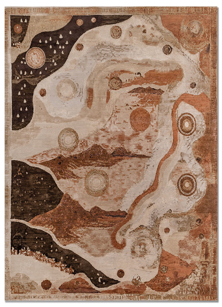 whispers of the desert ivory wool and bamboo silk hand knotted Rug - HeadShot