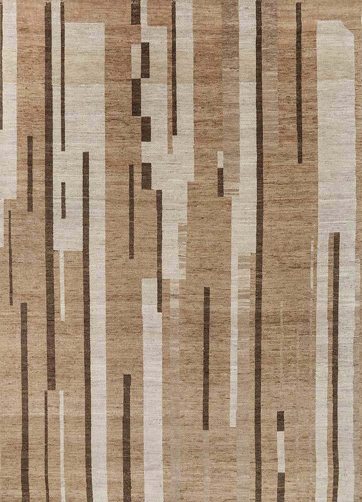 blythe beige and brown wool hand knotted Rug - HeadShot