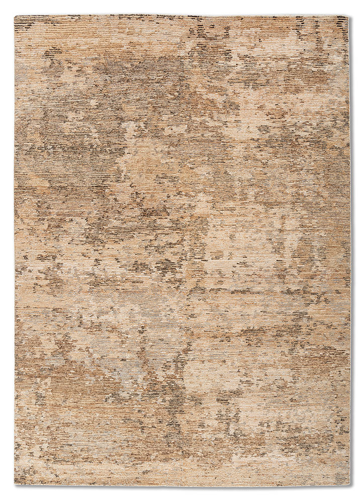 entropy beige and brown wool hand knotted Rug - HeadShot