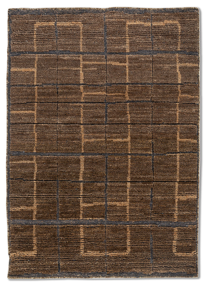  beige and brown wool hand knotted Rug