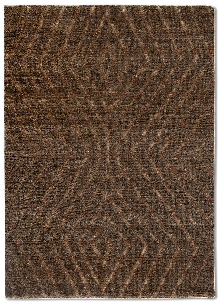 zuri beige and brown wool hand knotted Rug - HeadShot