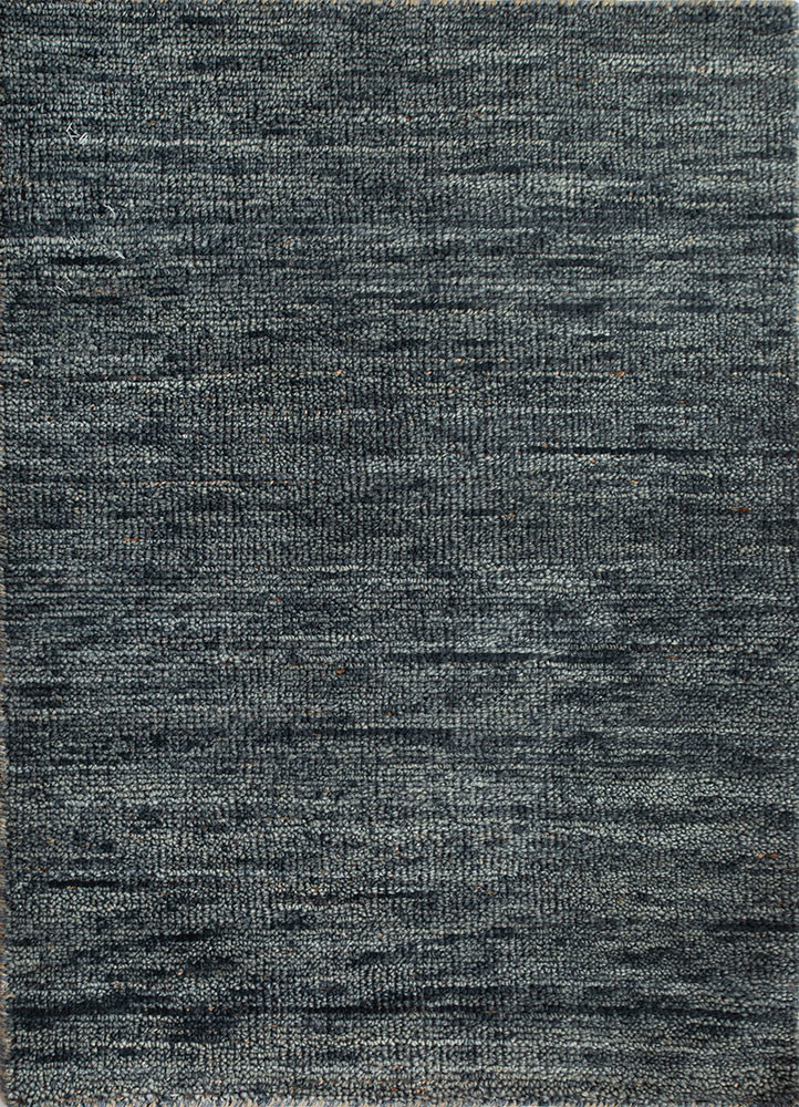 blue blue wool hand knotted Rug