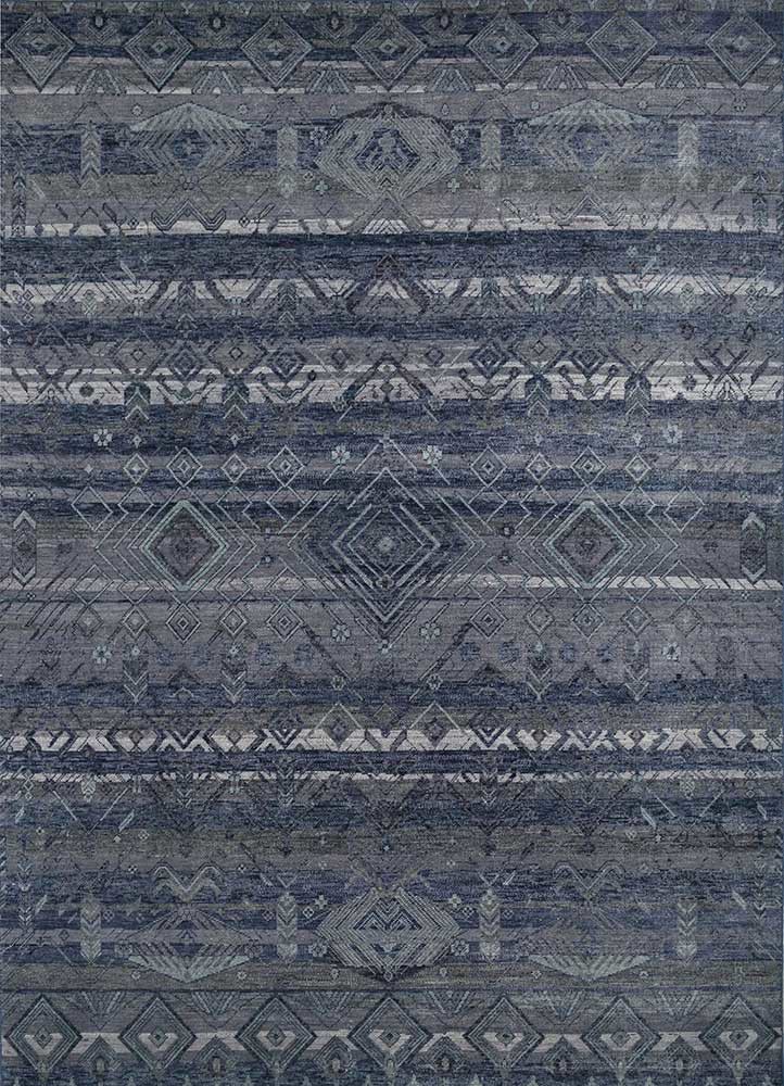 thyme blue wool hand knotted Rug - HeadShot thyme blue wool hand knotted Rug - HeadShot