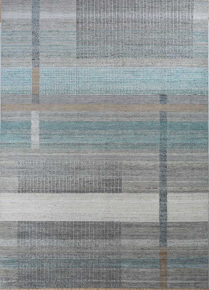 blythe blue wool hand knotted Rug - HeadShot
