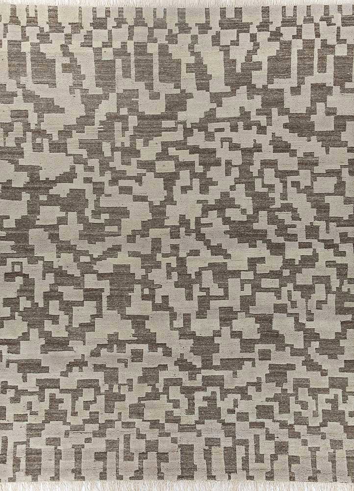 thyme beige and brown afghan wool hand knotted Rug - HeadShot thyme beige and brown afghan wool hand knotted Rug - HeadShot