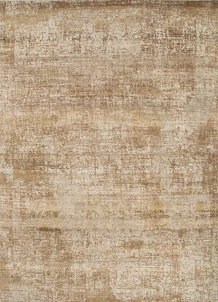  beige and brown wool hand knotted Rug