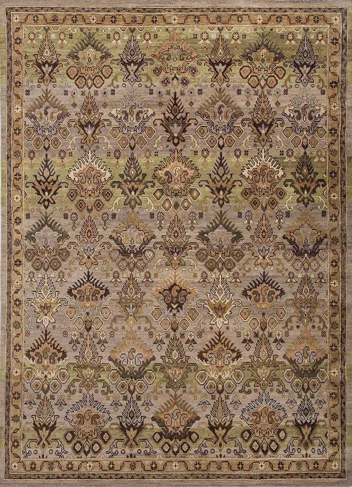 erbe beige and brown wool hand knotted Rug - HeadShot