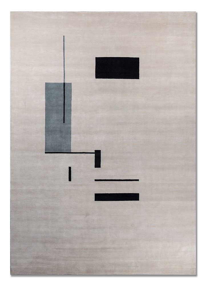 sthir grey and black wool hand knotted Rug - HeadShot sthir grey and black wool hand knotted Rug - HeadShot