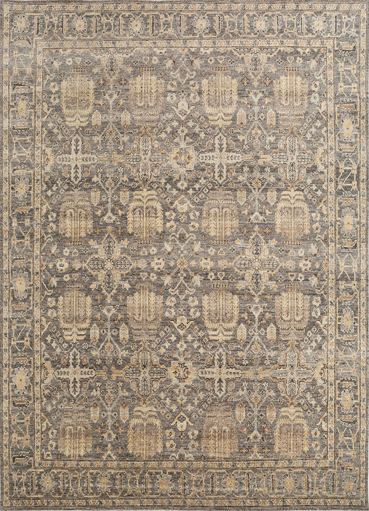 erbe grey and black wool hand knotted Rug - HeadShot erbe grey and black wool hand knotted Rug - HeadShot