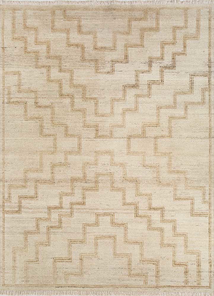 thyme gold wool hand knotted Rug - HeadShot