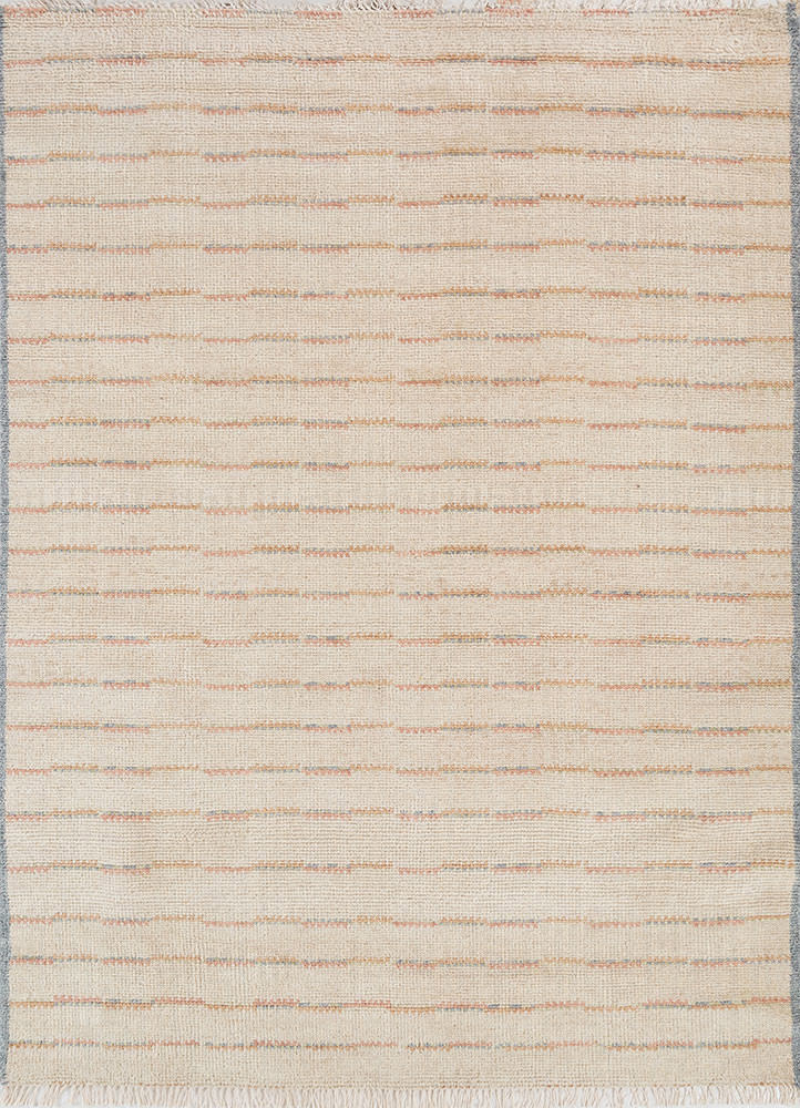 hula ivory wool hand knotted Rug - HeadShot