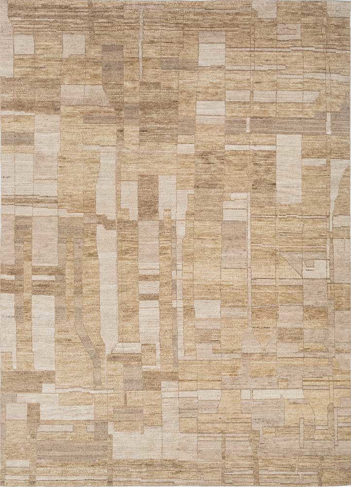 erbe beige and brown wool hand knotted Rug - HeadShot