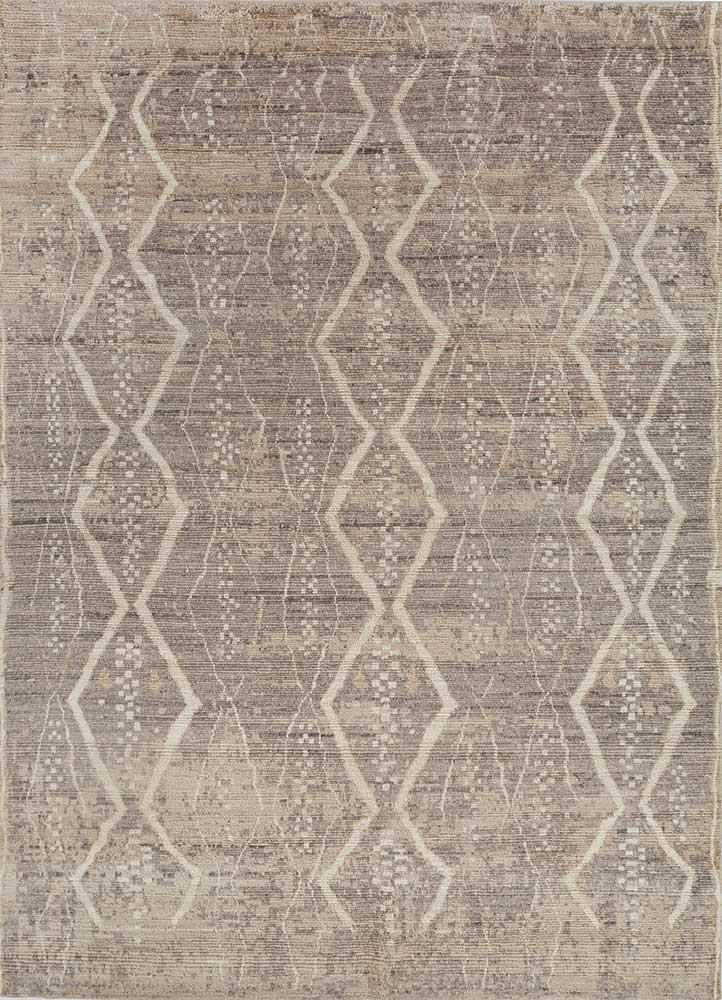  beige and brown wool hand knotted Rug