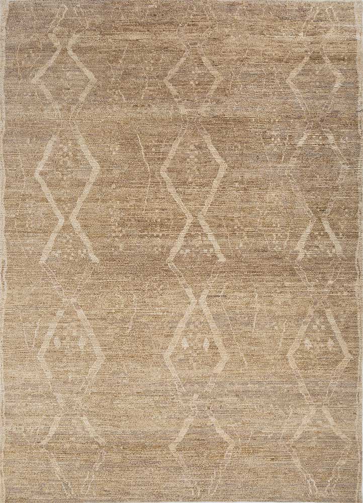  beige and brown wool hand knotted Rug
