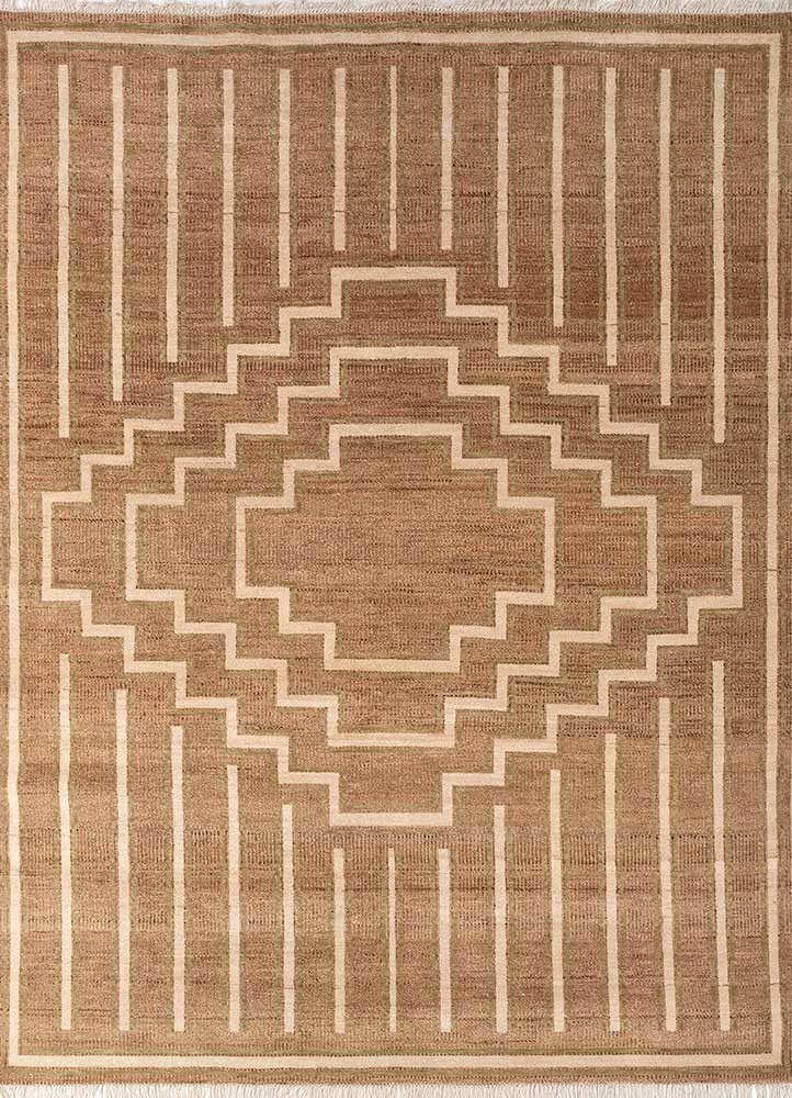 thyme red and orange wool hand knotted Rug - HeadShot